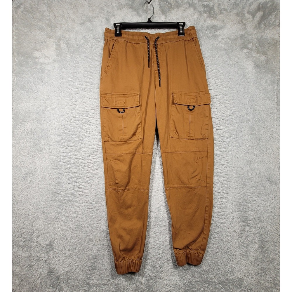 Ring of Fire Mens Cargo Jogger Pants Brown‎ Elastic Waist Large